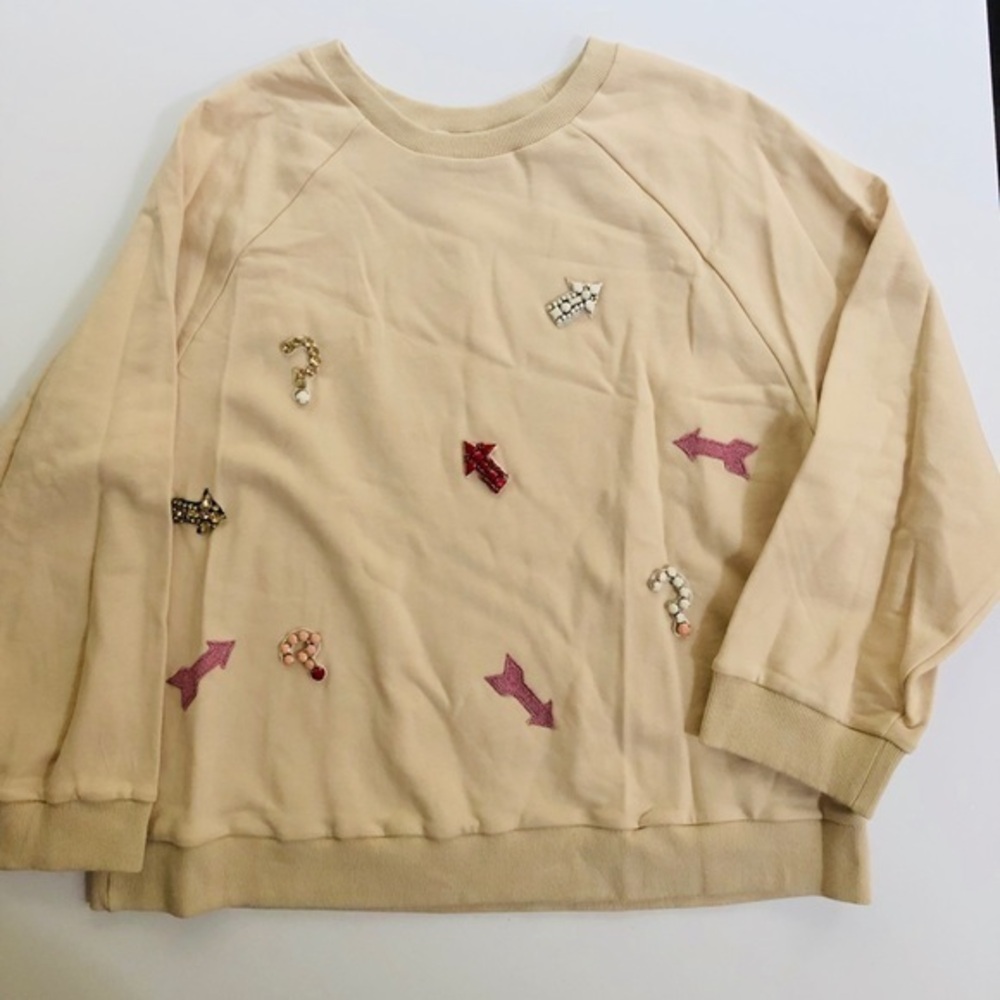 Stellah beige crystal embellished sweatshirt, Sz. 2X